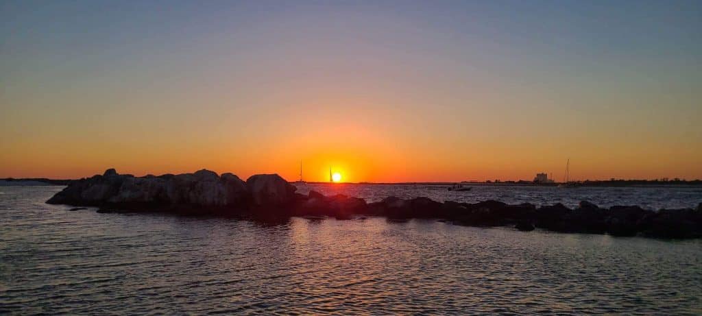 Sunset against the water in Panama City